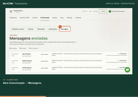 Demonstração de entenda o status das mensagens
