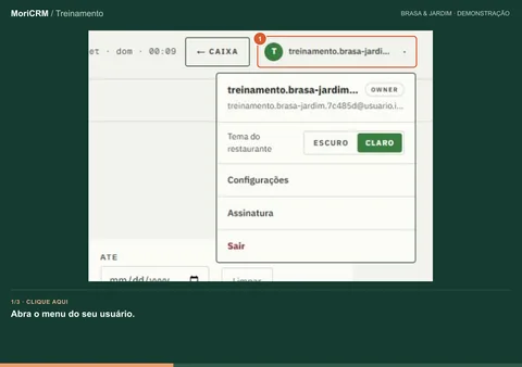 Demonstração de alterne entre o tema claro e escuro